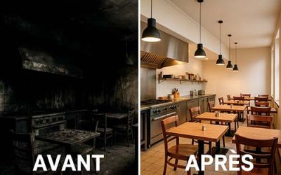 Nettoyage après incendie dans un restaurant à Marseille